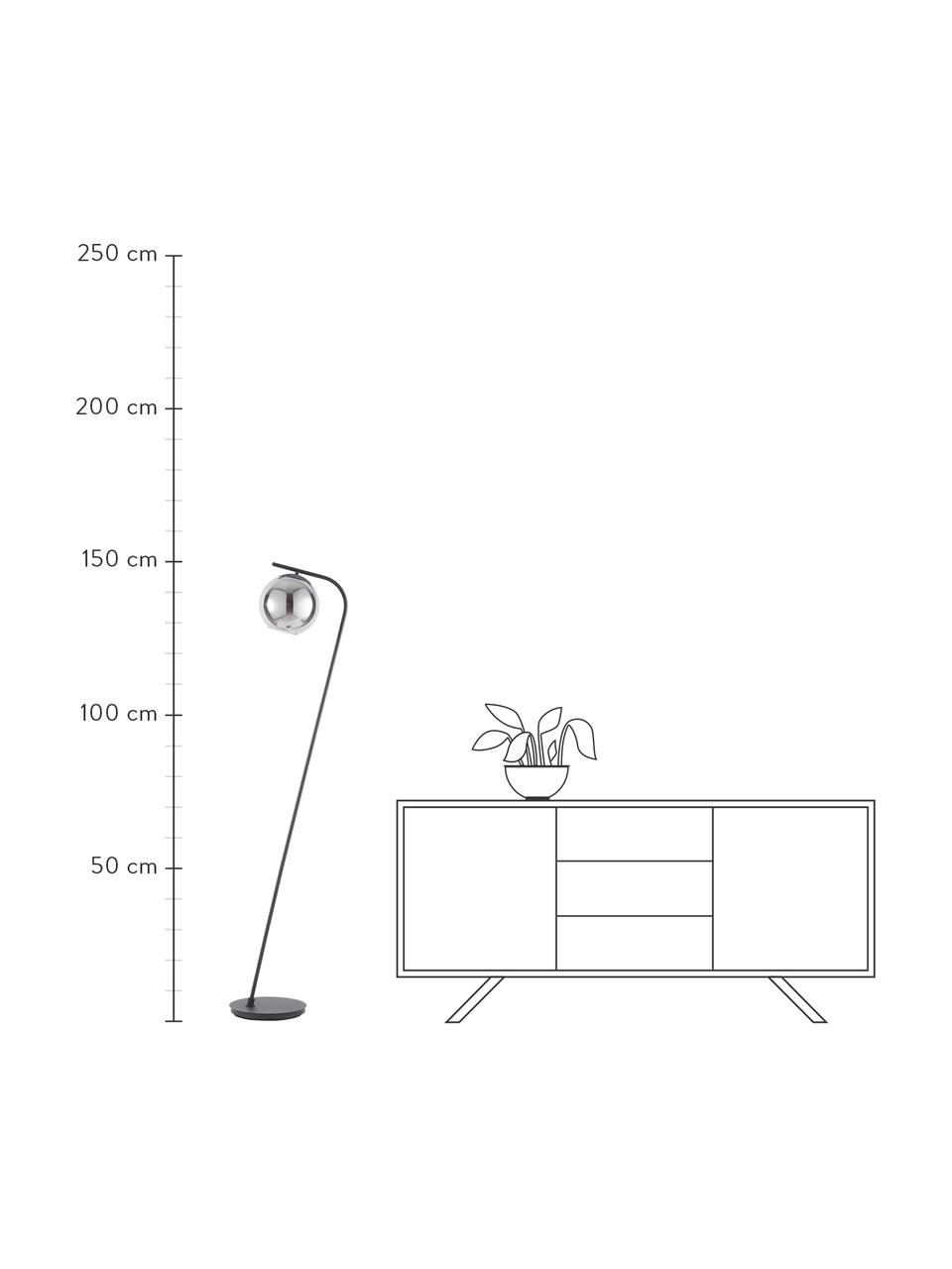 Lámpara de pie Amos, estilo moderno, Pantalla: vidrio, Cable: plástico, Negro, transparente, Ø 20 x Al 150 cm