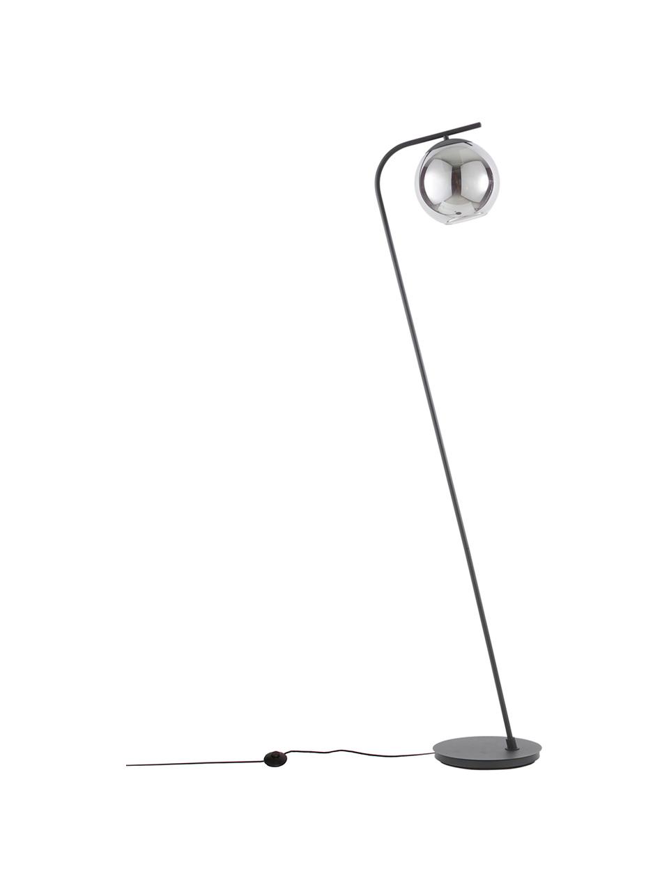 Lampa podłogowa ze szklanym kloszem Amos, Czarny, transparentny, Ø 20 x W 150 cm