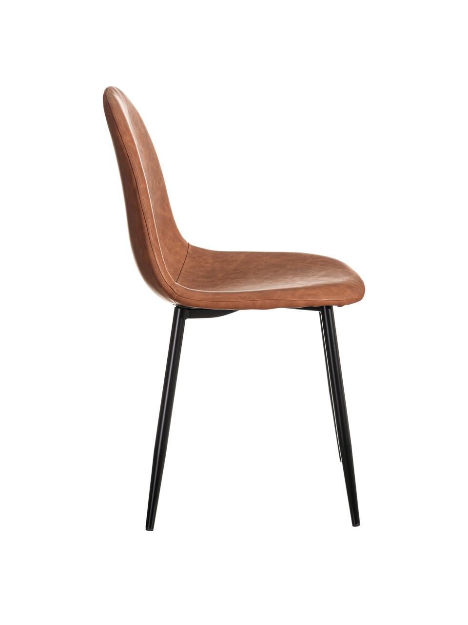Čalouněná židle z imitace kůže Gina, Karamelově hnědá, černá