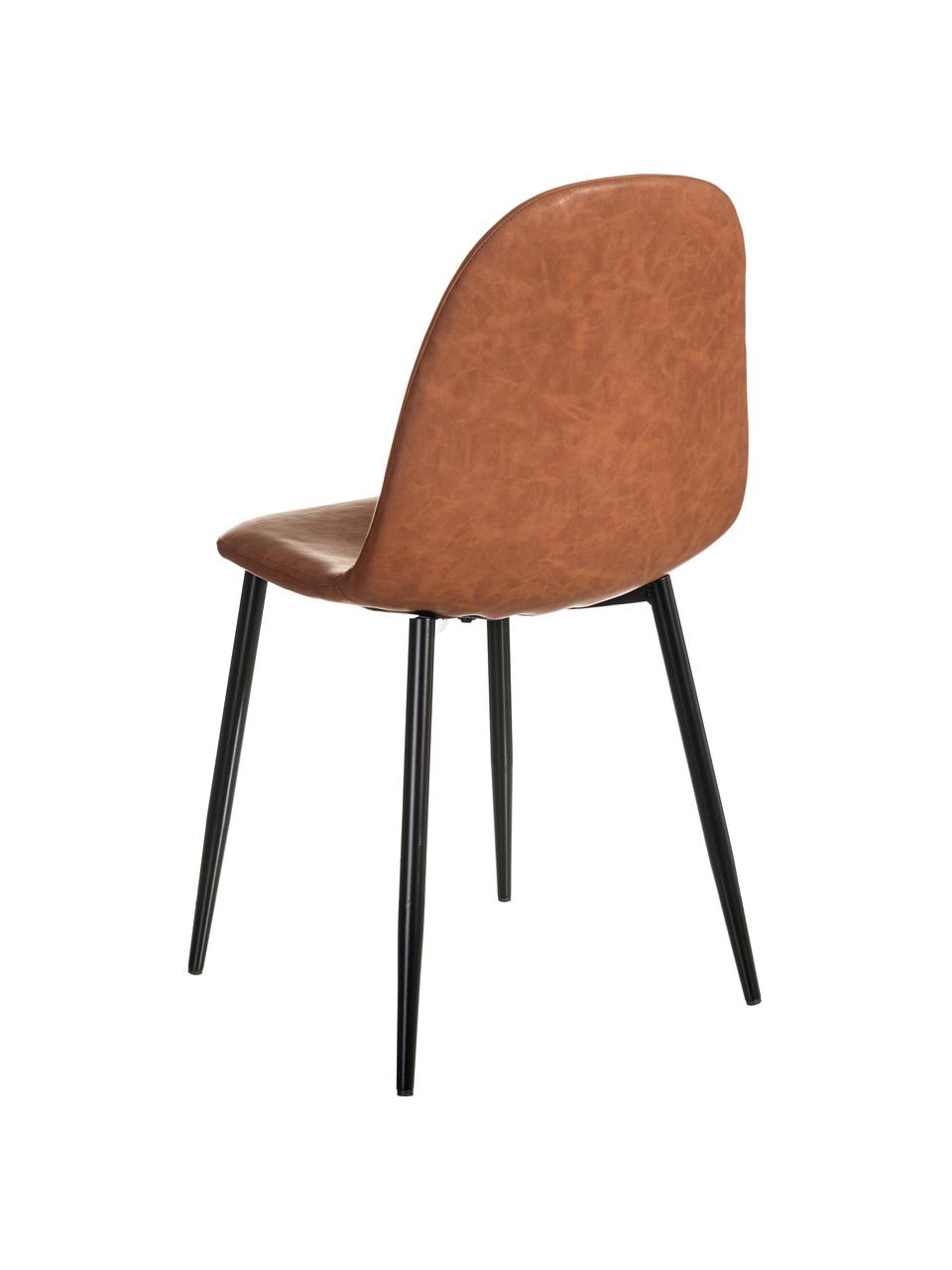 Čalouněná židle z imitace kůže Gina, Karamelově hnědá, černá