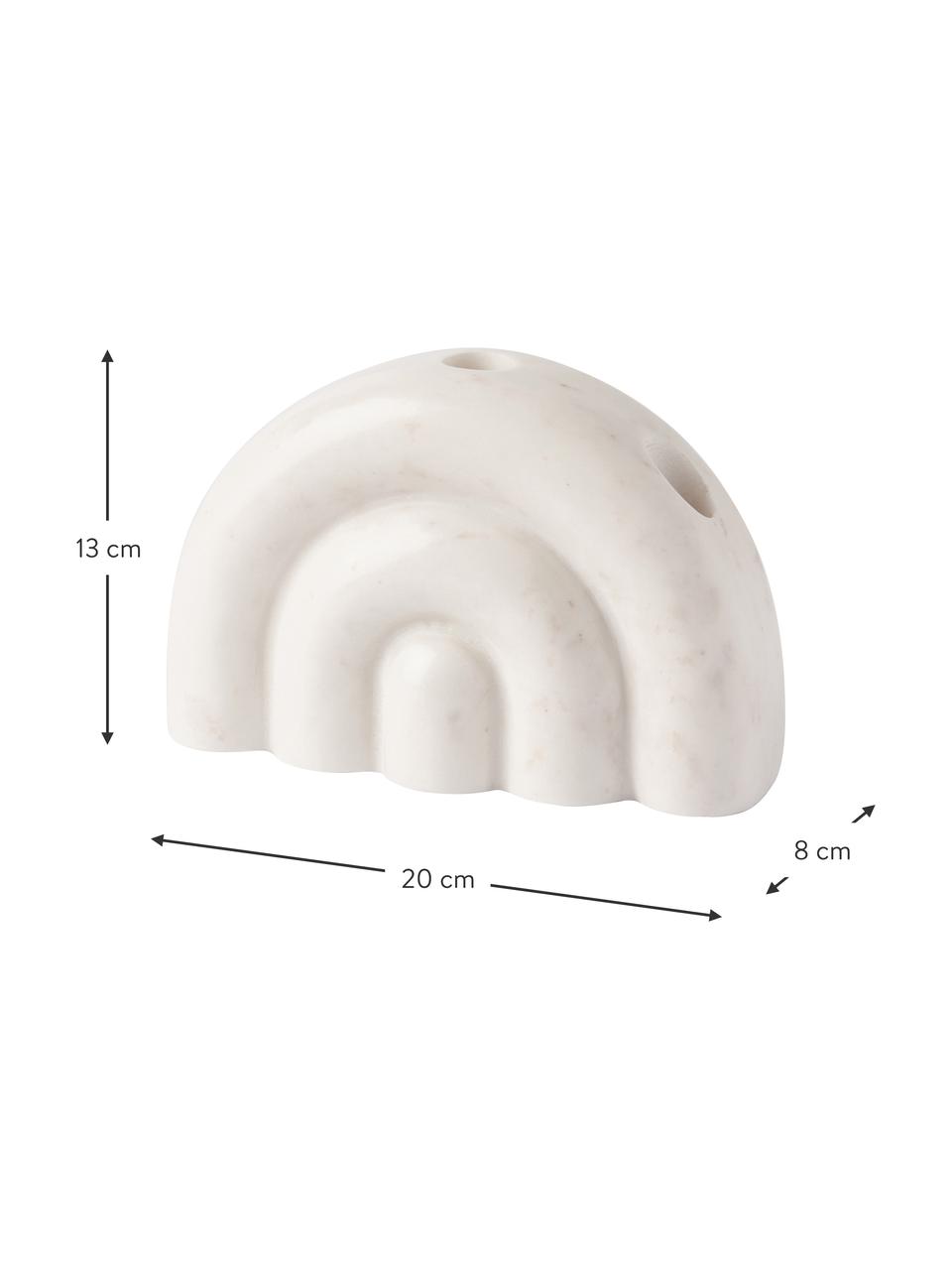 Marmor-Kerzenhalter Malie, Marmor, Weiß, marmoriert, B 20 cm x H 13 cm