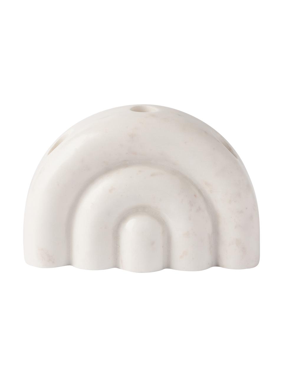 Marmor-Kerzenhalter Malie, Marmor, Weiß, marmoriert, B 20 cm x H 13 cm