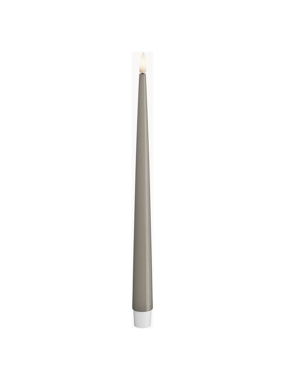 Handgefertigte LED-Stabkerzen Real Flame, H 28 cm, 2 Stück, Kunststoff mit Harzoberfläche, Greige, H 28 cm