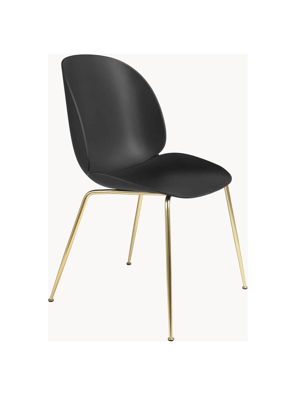 Krzesło ogrodowe z tworzywa sztucznego Beetle, Nogi: stal powlekana, Czarny, odcienie złotego błyszczący, S 56 x G 58 cm