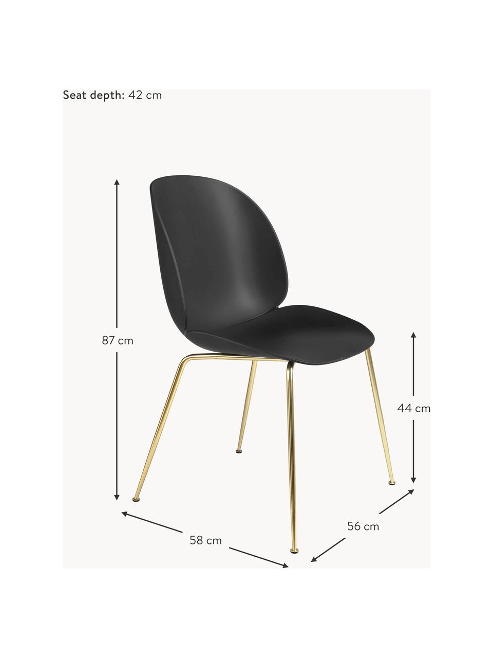 Zahradní židle z umělé hmoty Beetle, Černá, lesklá zlatá, Š 56 cm, H 58 cm