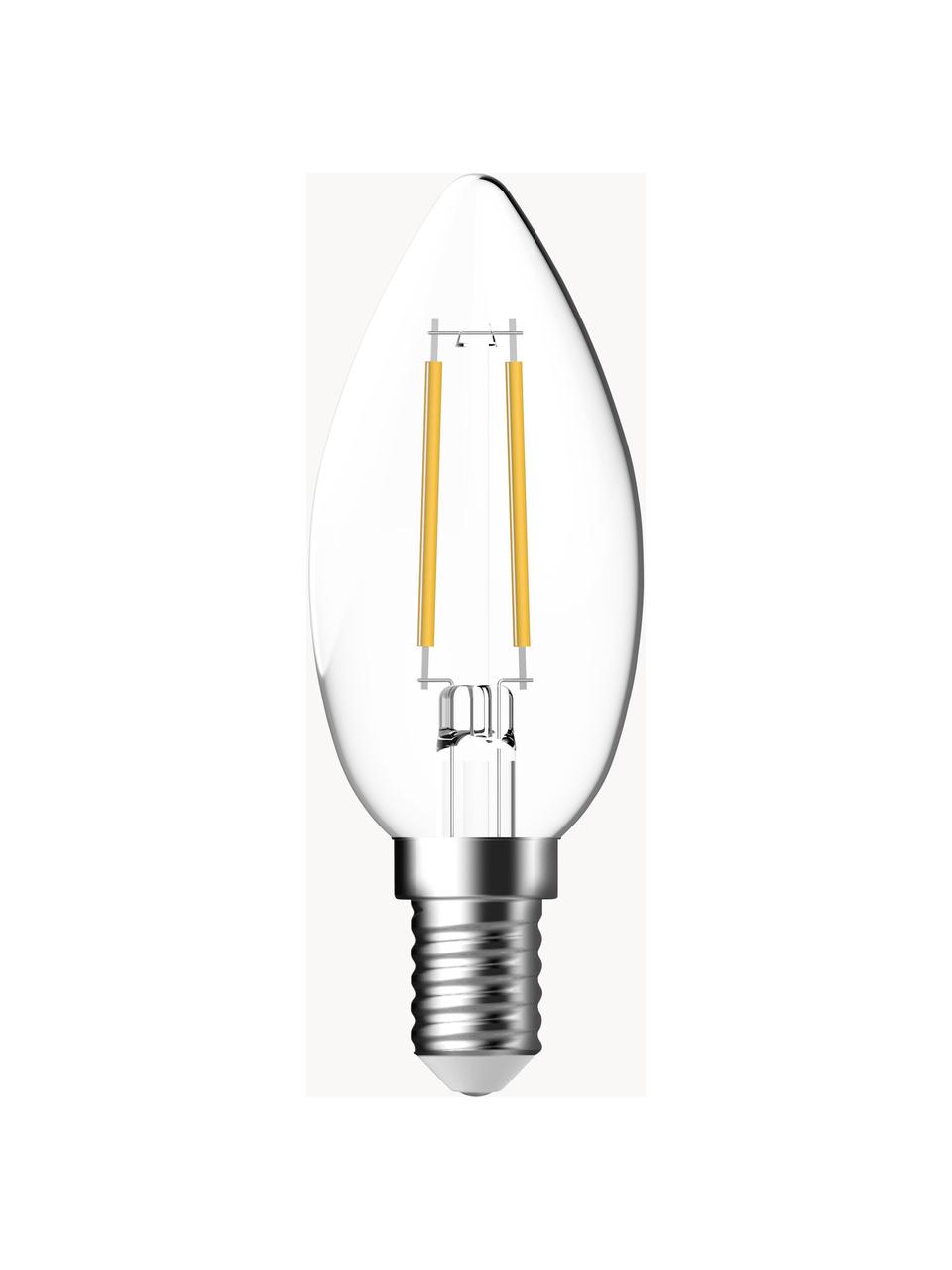 E14 žiarovka, hrejivá biela, 2 ks, Priehľadná, Ø 4 x 250 lm