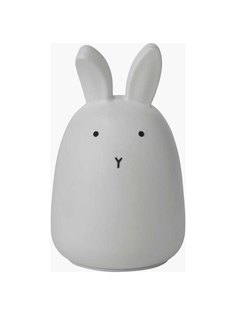 Décoration lumineuse LED Winston Rabbit, 100 % silicone, Gris clair, Ø 11 x haut. 14 cm