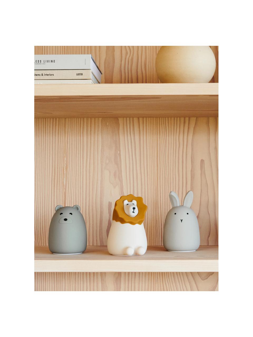 Veilleuse LED Winston Rabbit, 100 % silicone, Gris clair, Ø 11 x haut. 14 cm