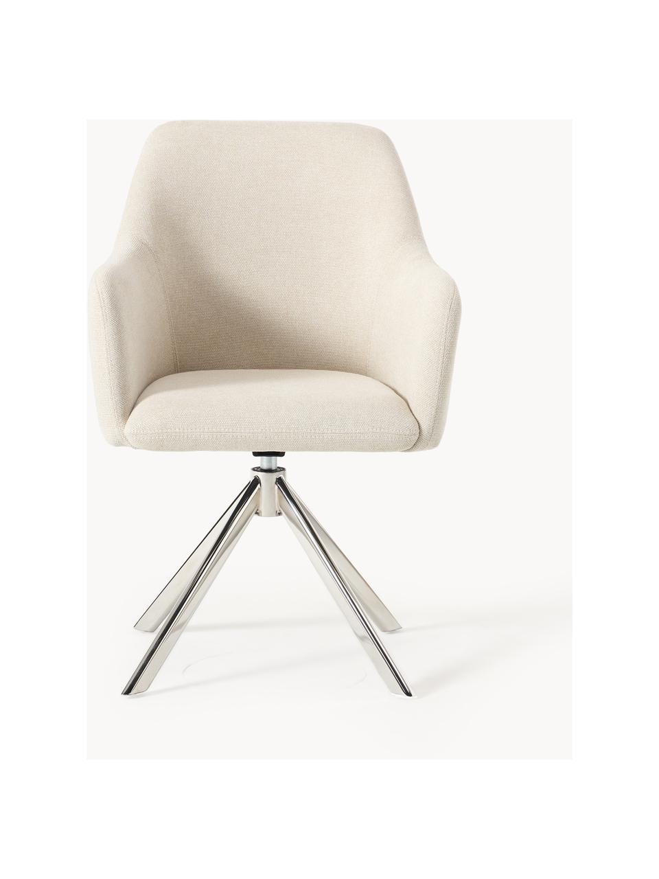 Otočná stolička s opierkami Isla, Lomená biela, odtiene striebornej lesklá, Š 63 x H 58 cm