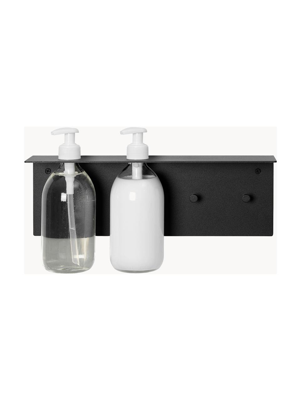 Étagère murale de salle de bain en métal Dora, Acier inoxydable, revêtement par poudre, Noir, mat, larg. 35 x haut. 12 cm