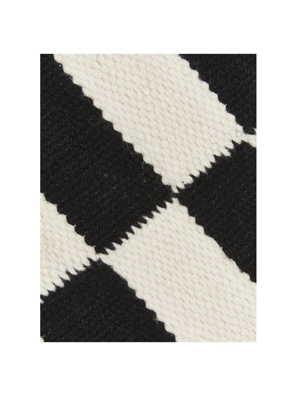 Tapis kilim tissé main Donna, Noir, blanc crème, larg. 160 x long. 230 cm (taille M)