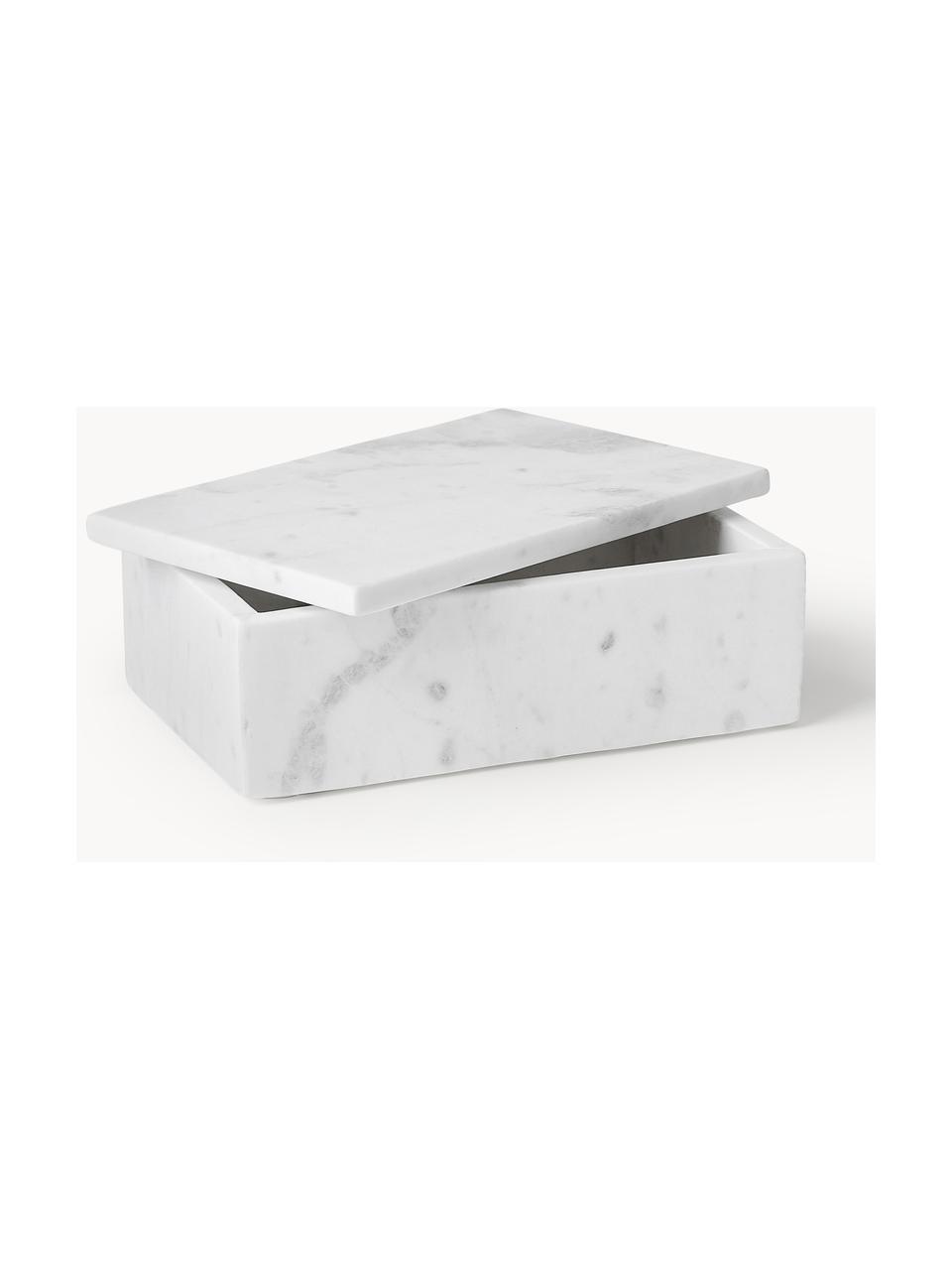 Marmor-Schmuckkästchen Venice, Marmor, Weiß, marmoriert, B 20 x H 7 cm