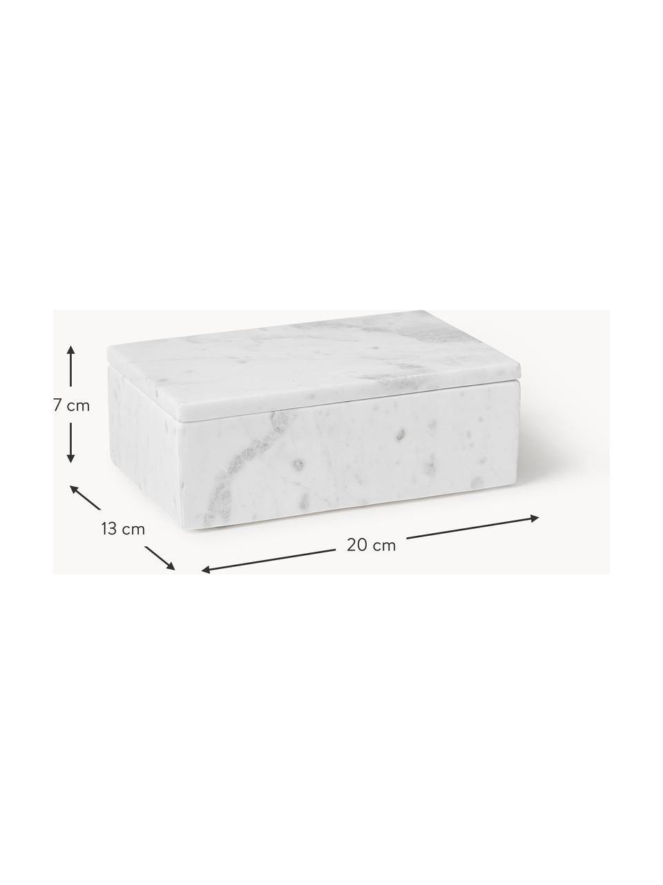 Boîte à bijoux en marbre Venice, Marbre, Blanc, marbré, larg. 20 x haut. 7 cm