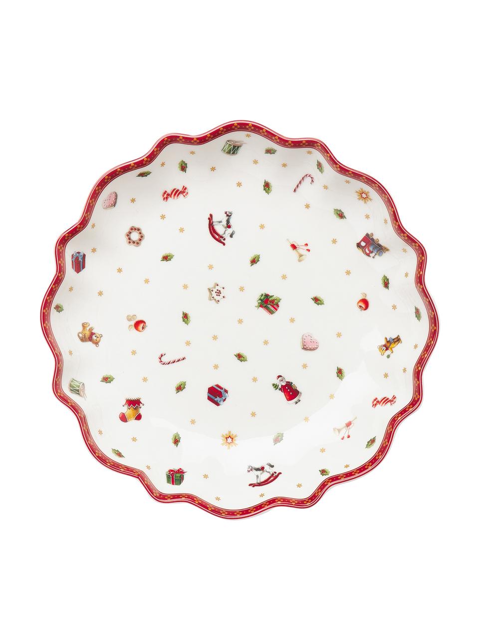 Ciotola da portata in porcellana Delight, Ø 44 cm, Porcellana Premium, Bianco, rosso, multicolore, Ø 25 x Alt. 4 cm