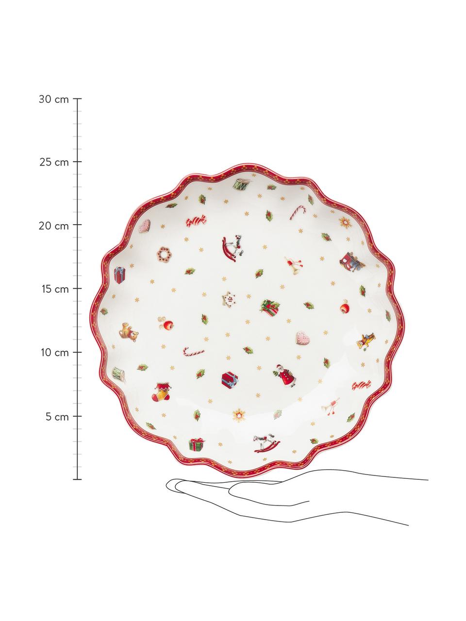 Porzellan-Servierschale Delight, Ø 25 cm, Premium Porzellan, Weiß, Rot, gemustert, Ø 25 x H 4 cm