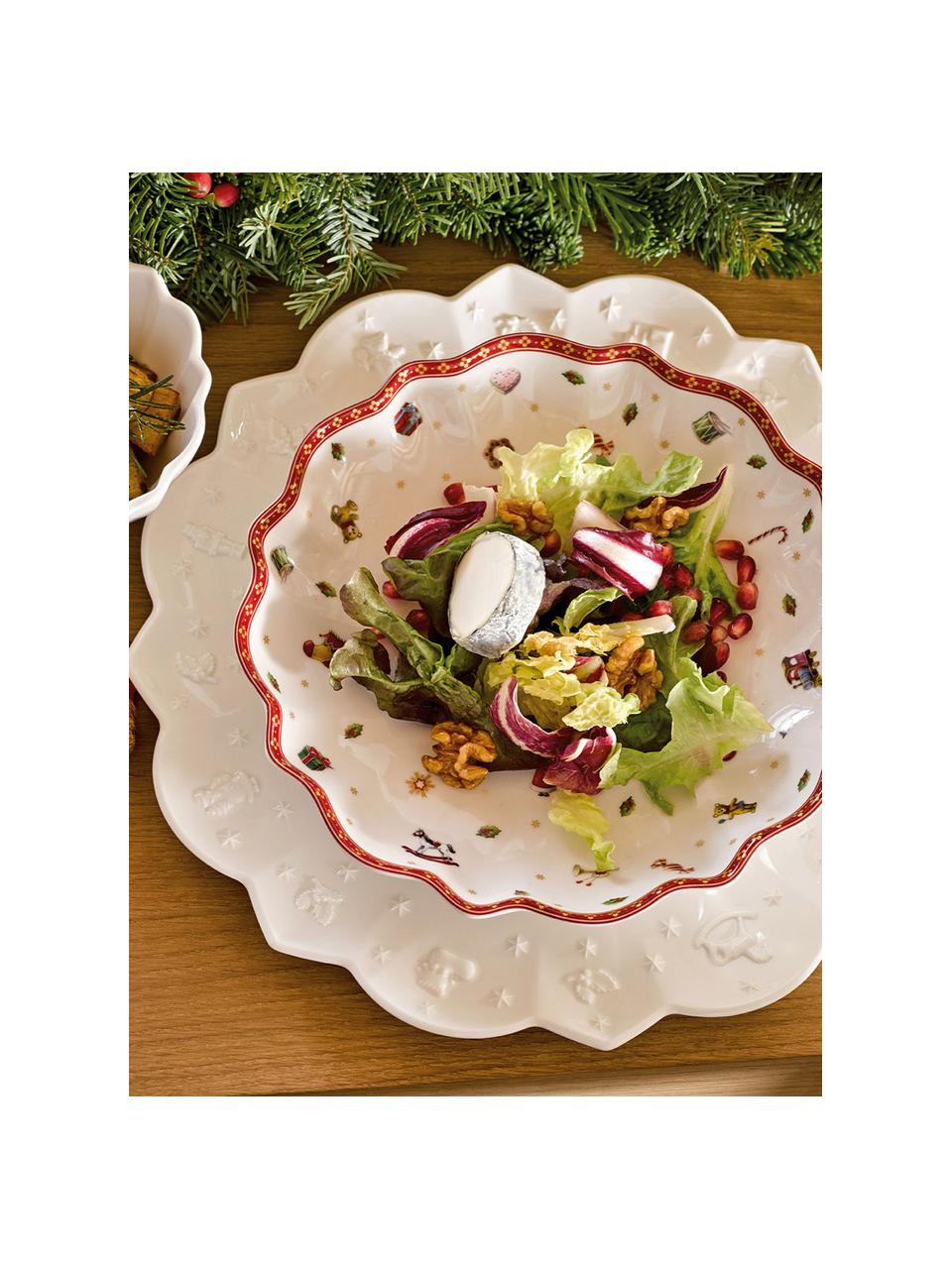 Porzellan-Servierschale Delight, Ø 25 cm, Premium Porzellan, Weiß, Rot, gemustert, Ø 25 x H 4 cm