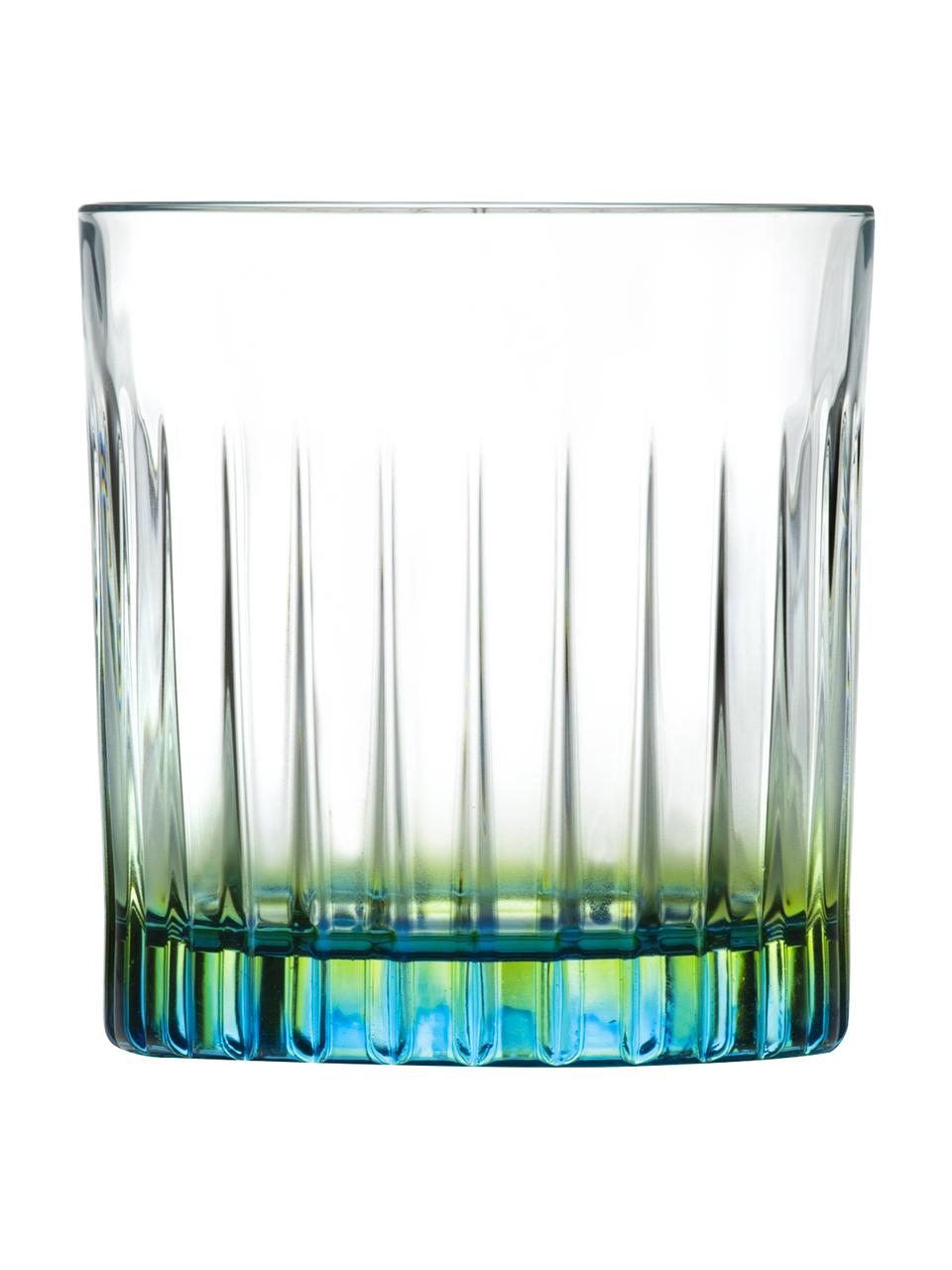 Gläser Gipsy mit zweifarbigem Luxion-Kristallglas, 6 Stück, Luxion-Kristallglas, Transparent, Grüngelb, Türkis, Ø 8 x H 9 cm