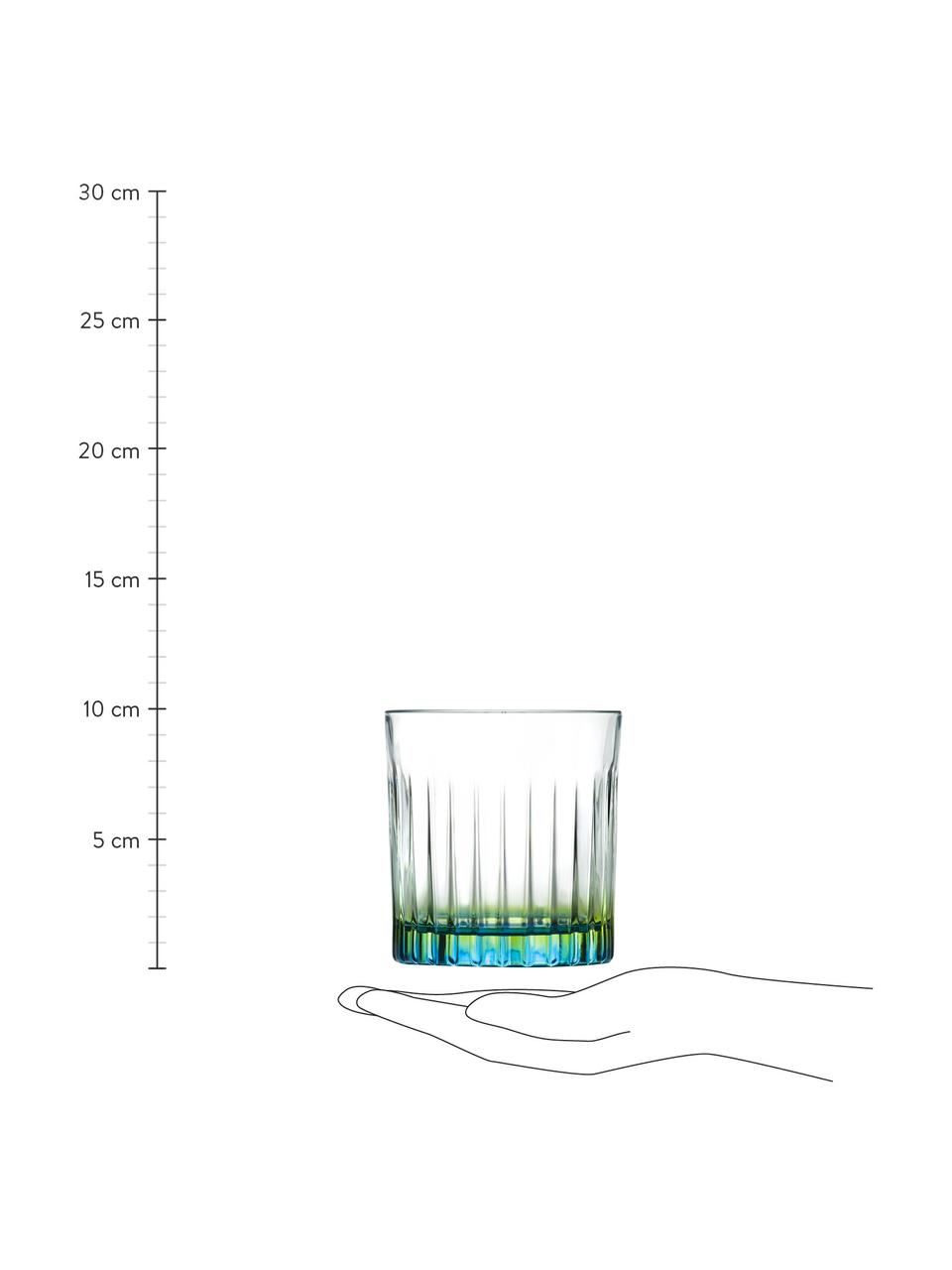 Gläser Gipsy mit zweifarbigem Luxion-Kristallglas, 6 Stück, Luxion-Kristallglas, Transparent, Grüngelb, Türkis, Ø 8 x H 9 cm