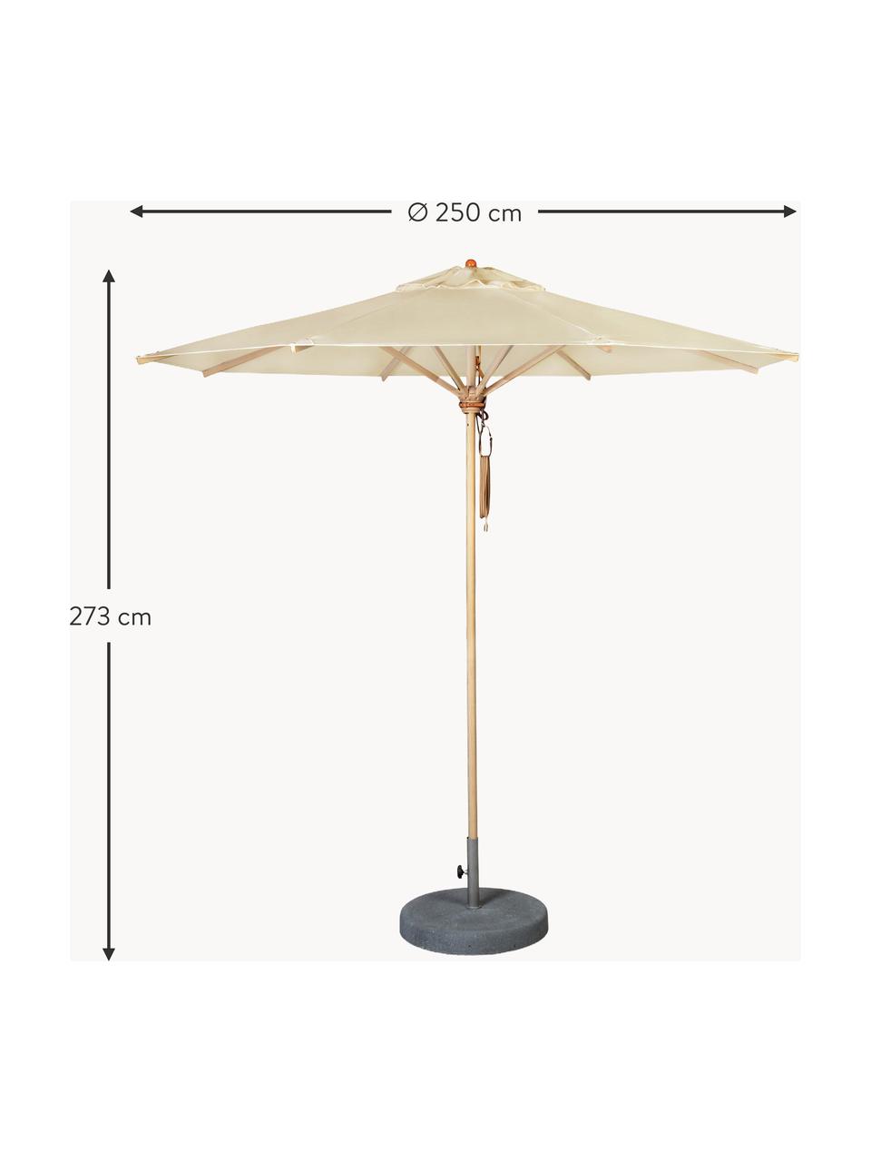 Ręcznie wykonany parasol ogrodowy Klassiker, różne rozmiary, Kremowobiały, jasne drewno naturalne, Ø 250 x 273 cm