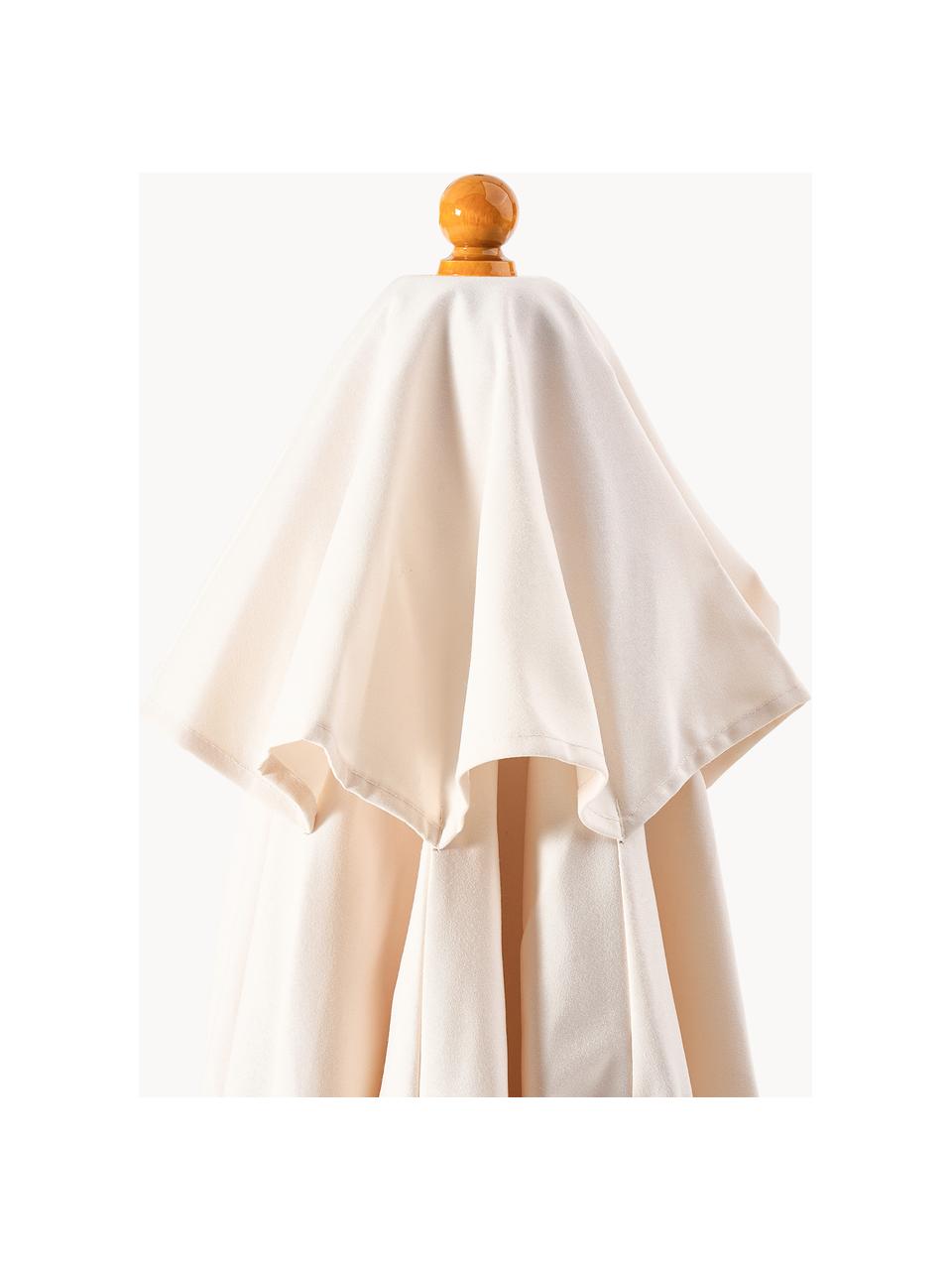 Parasol fait main avec poulie Classique, tailles variées, Blanc crème, bois clair, Ø 210 x haut. 251 cm