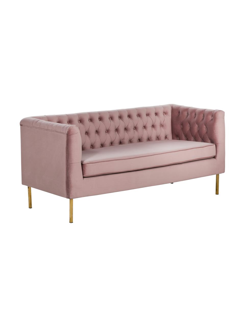 Sametová pohovka Chesterfield Chiara (2místná), Růžová, Š 170 cm, H 72 cm