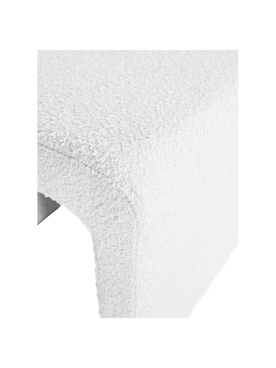 Tabouret en tissu bouclé blanc Odette, Tissu bouclé blanc, larg. 51 x prof. 70 cm