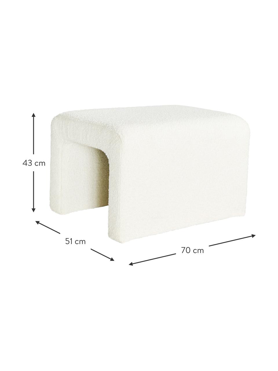 Panca imbottita in tessuto bouclè bianco Odette, Rivestimento: 95% poliestere (Bouclé), , Struttura: legno di pino, compensato, Bouclé bianco, Larg. 51 x Prof. 70 cm