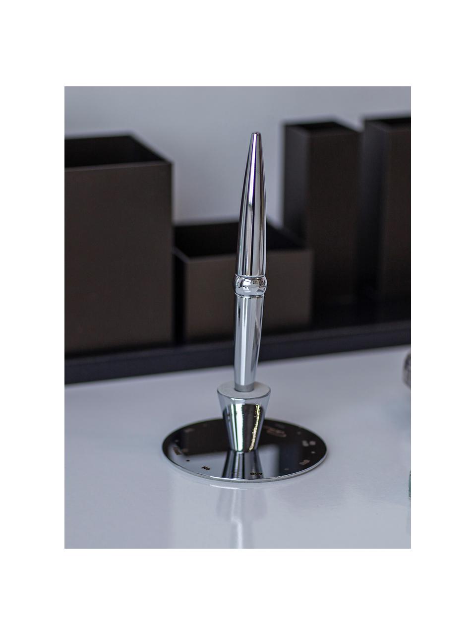 Set de bolígrafo con soporte Halter, 2 pzas., Metal recubierto, Plateado, An 7 x Al 14 cm