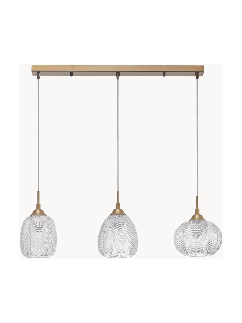 Hanglamp Vario van gesatineerd glas, Lampenkap: gesatineerd glas, Goudkleurig, transparant, B 76 x H 24 cm