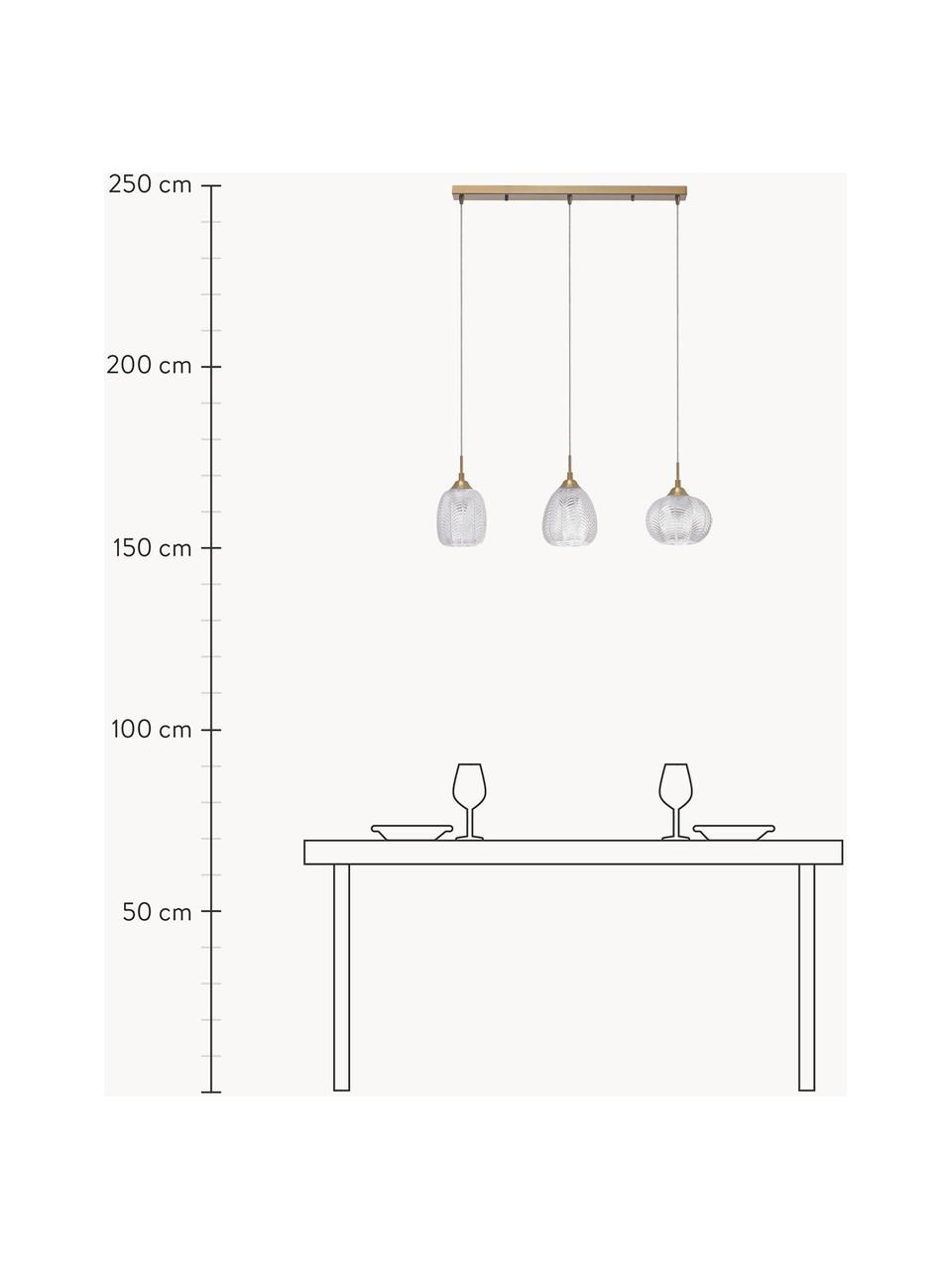 Hanglamp Vario van gesatineerd glas, Lampenkap: gesatineerd glas, Goudkleurig, transparant, B 76 x H 24 cm