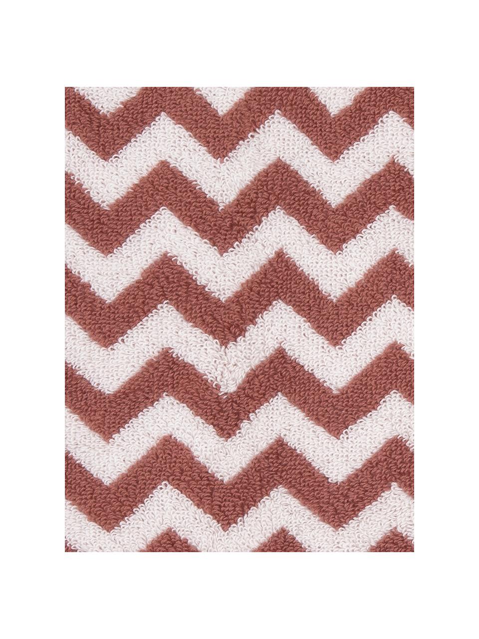 Set 3 asciugamani con motivo a zigzag Liv, Terracotta, bianco crema, Set in varie misure