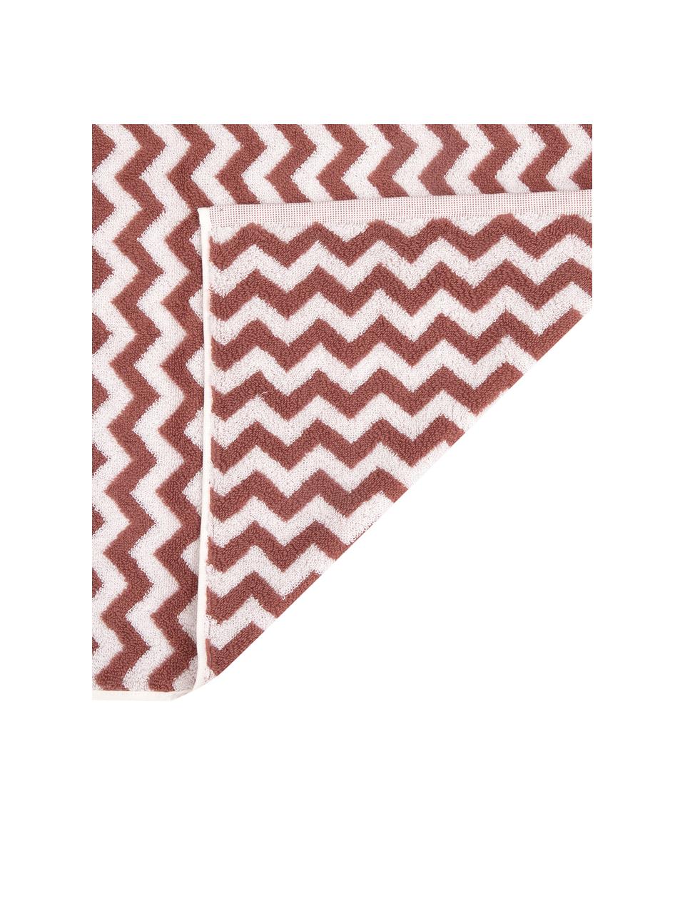 Set 3 asciugamani con motivo a zigzag Liv, Terracotta, bianco crema, Set in varie misure