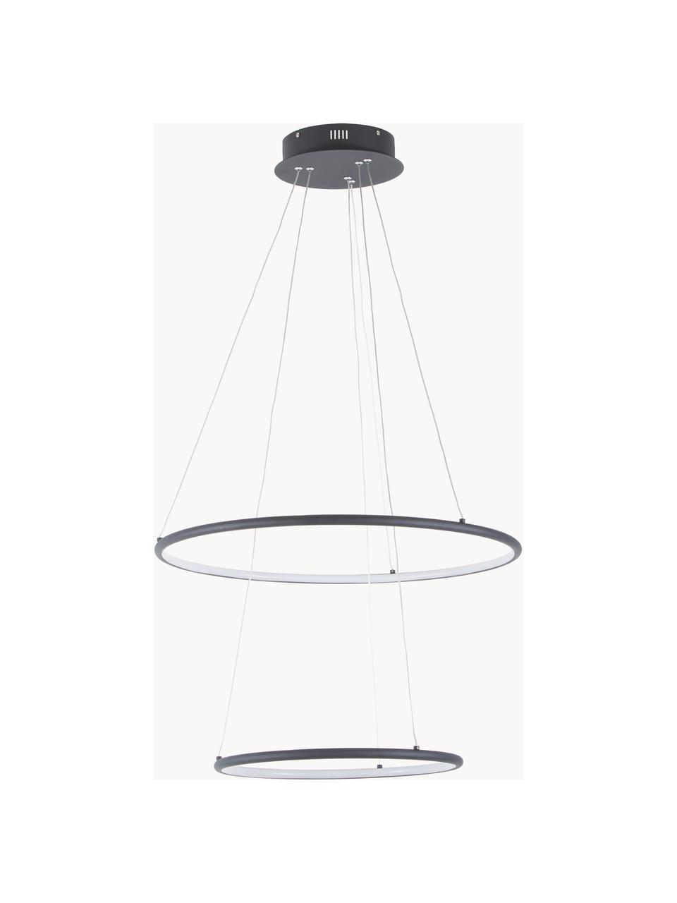 Grote LED hanglamp Orion, Lampenkap: gecoat metaal, Diffuser: acryl, Zwart, Ø 60 cm