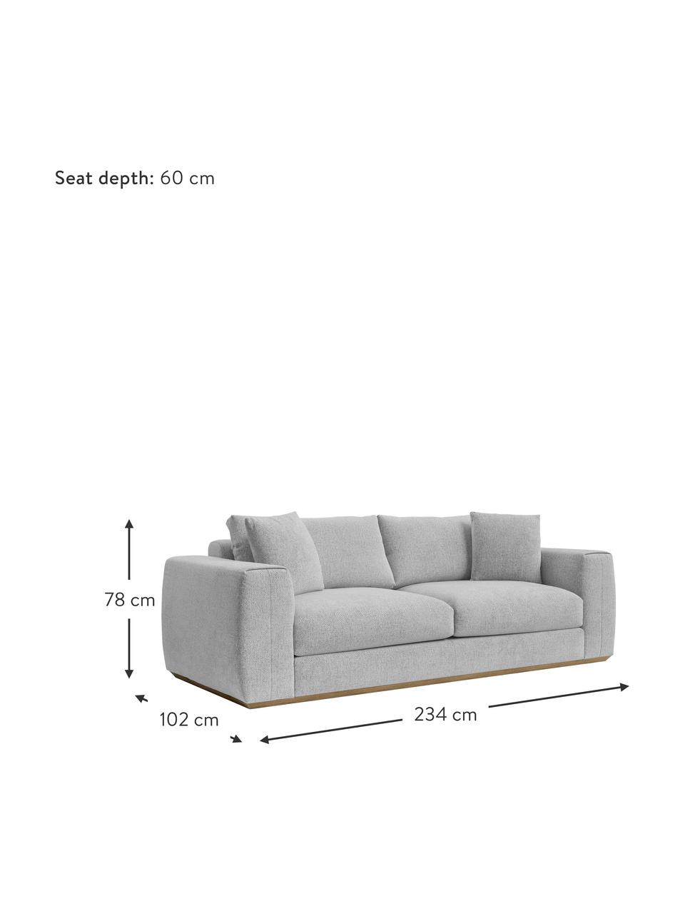 Sofa Vienna (3-osobowa), Tapicerka: 100% poliester Dzięki tka, Szara tkanina, S 234 x G 102 cm