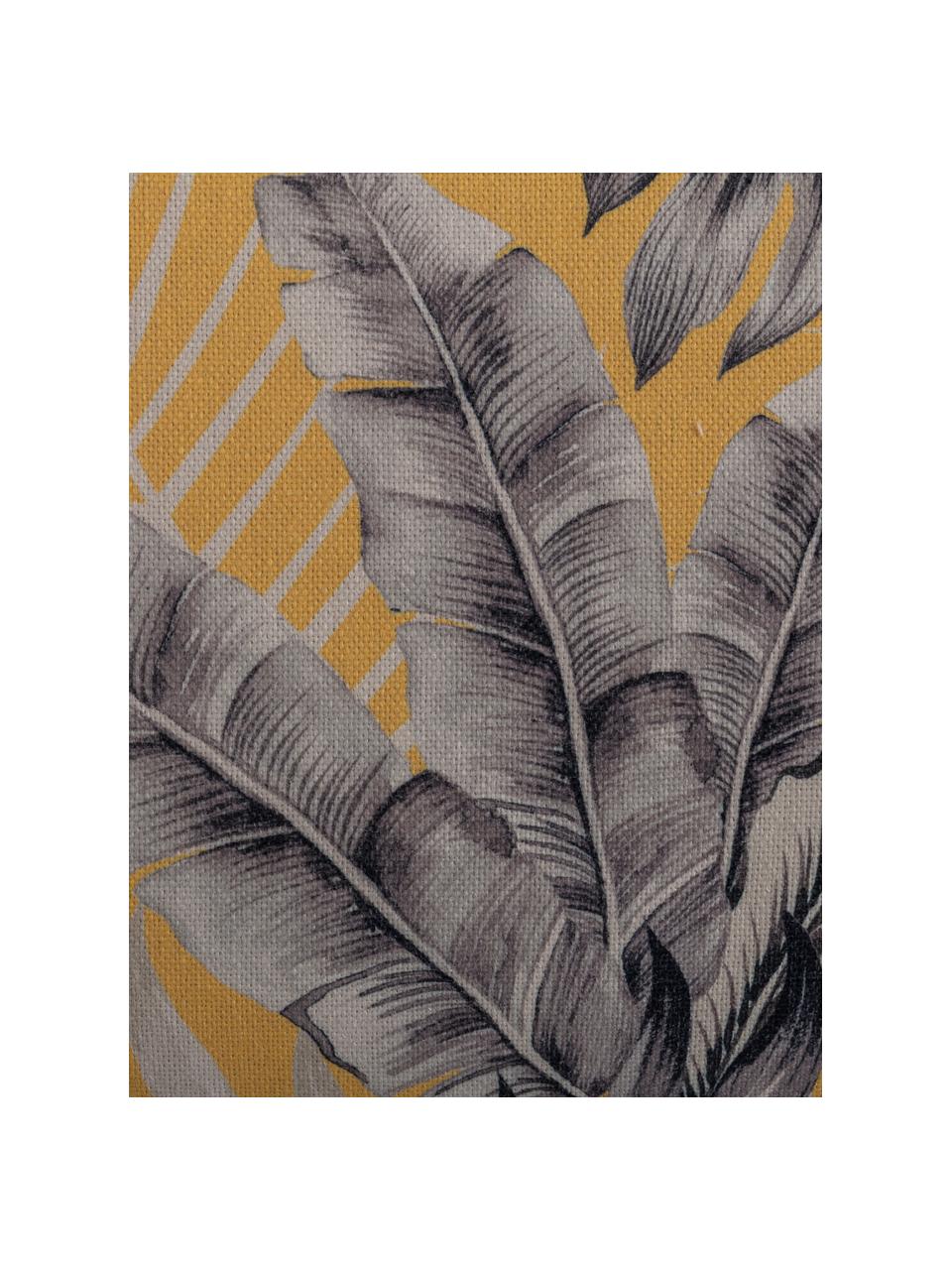 Cojín de exterior Leaves, con relleno, Tapizado: 83% poliéster, 13% algodó, Amarillo, gris, blanco, An 45 x L 45 cm