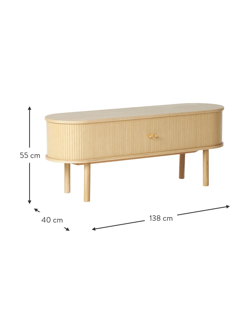 Skříňka s žebrováním Front, Světlé dřevo, Š 138 cm, V 55 cm