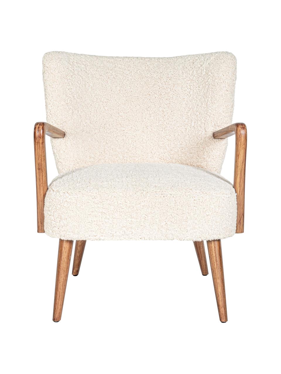 Fauteuil lounge en peluche Moritz, Peluche blanc crème, larg. 67 x prof. 74 cm