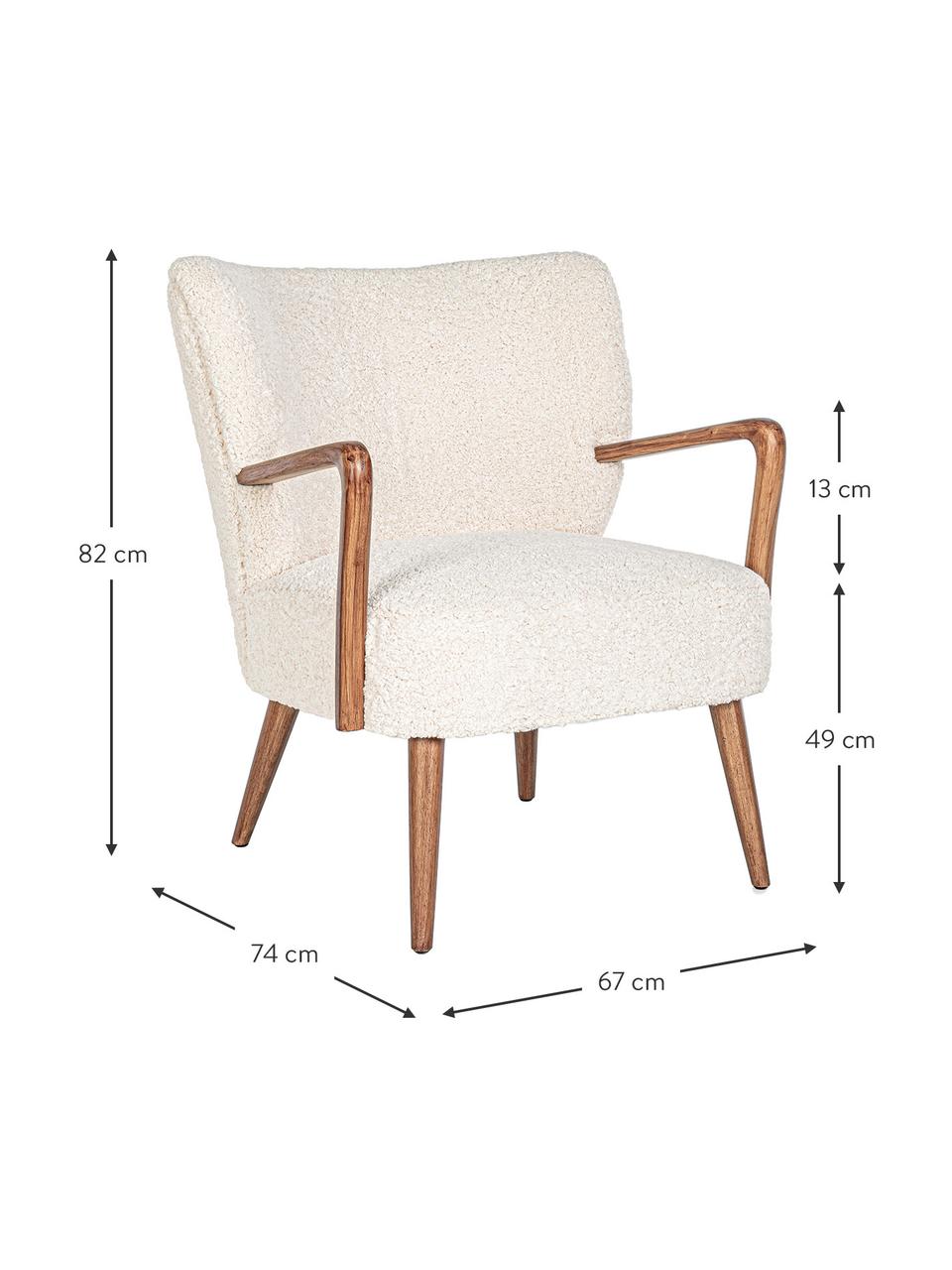 Sillón de borreguillo Moritz, Asiento: poliéster, Borreguillo blanco crema, An 67 x F 74 cm