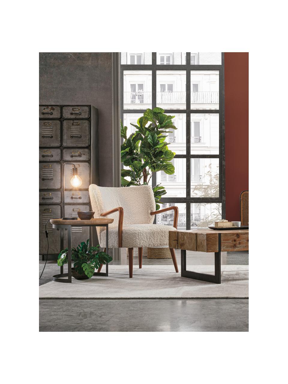 Teddy loungefauteuil Moritz met armleuningen, Zitvlak: polyester, Teddy crèmewit, B 67 x D 74 cm