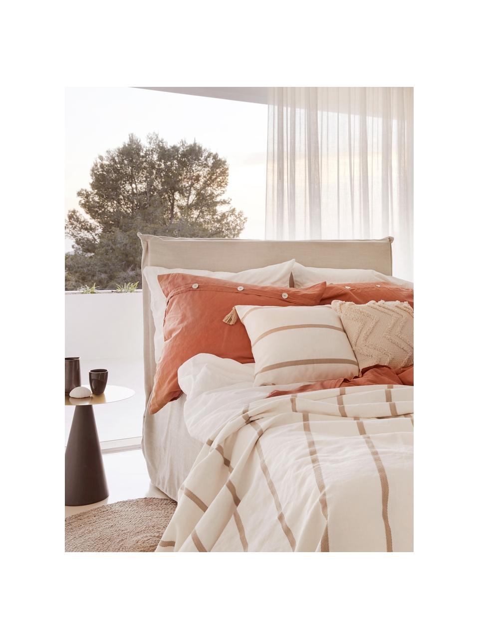 Premium Boxspringbett Violet, Matratze: 5-Zonen-Taschenfederkern, Füße: Massives Birkenholz, lack, Webstoff Beige, 180 x 200 cm, Härtegrad 2