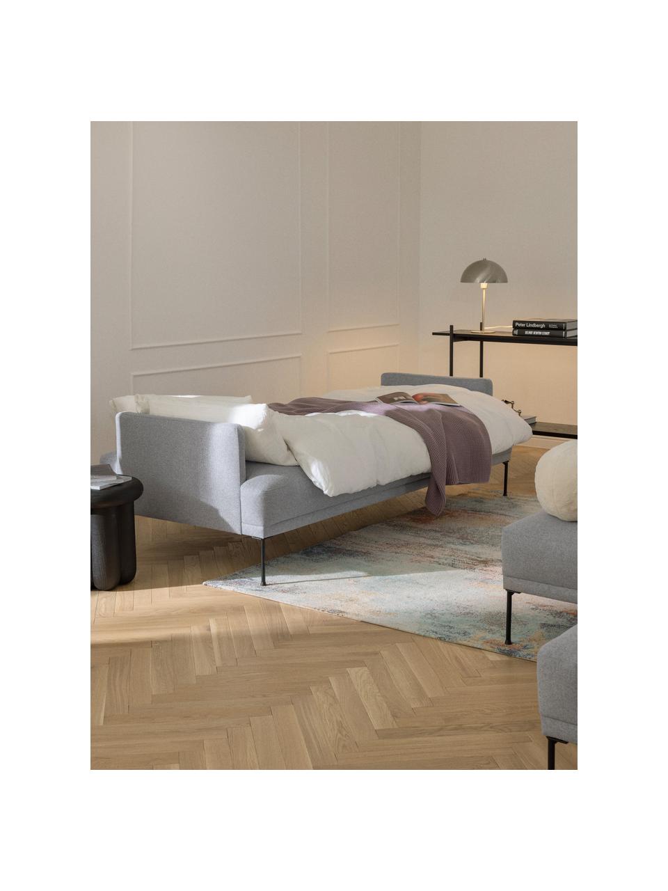 Sofá cama Fluente (3 plazas), Tapizado: 100% poliéster Alta resis, Estructura: madera de pino maciza, Patas: metal con pintura en polv, Tejido gris claro, An 220 x F 88 cm