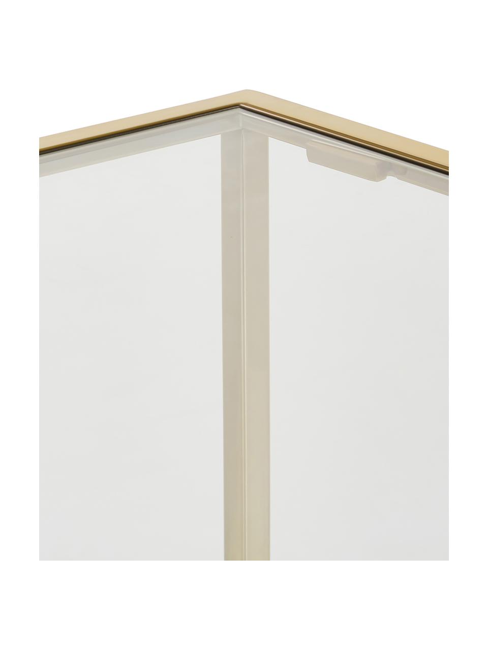 Stolik pomocniczy ze szklanym blatem Maya, Blat: szkło hartowane, Stelaż: metal galwanizowany, Transparentny, odcienie złotego, S 45 x W 50 cm