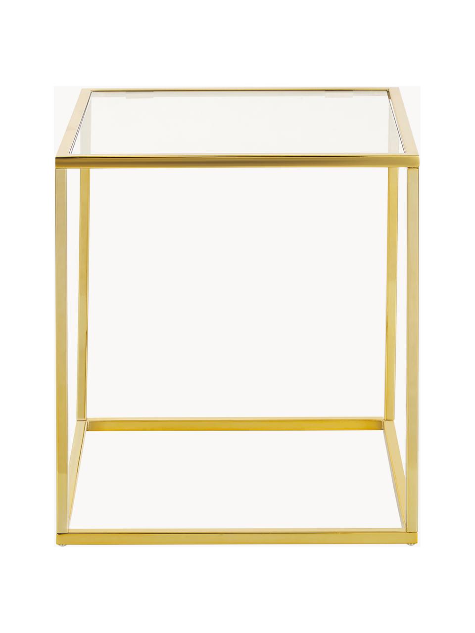 Table d'appoint avec plateau en verre Maya, Transparent, doré, larg. 45 x haut. 50 cm