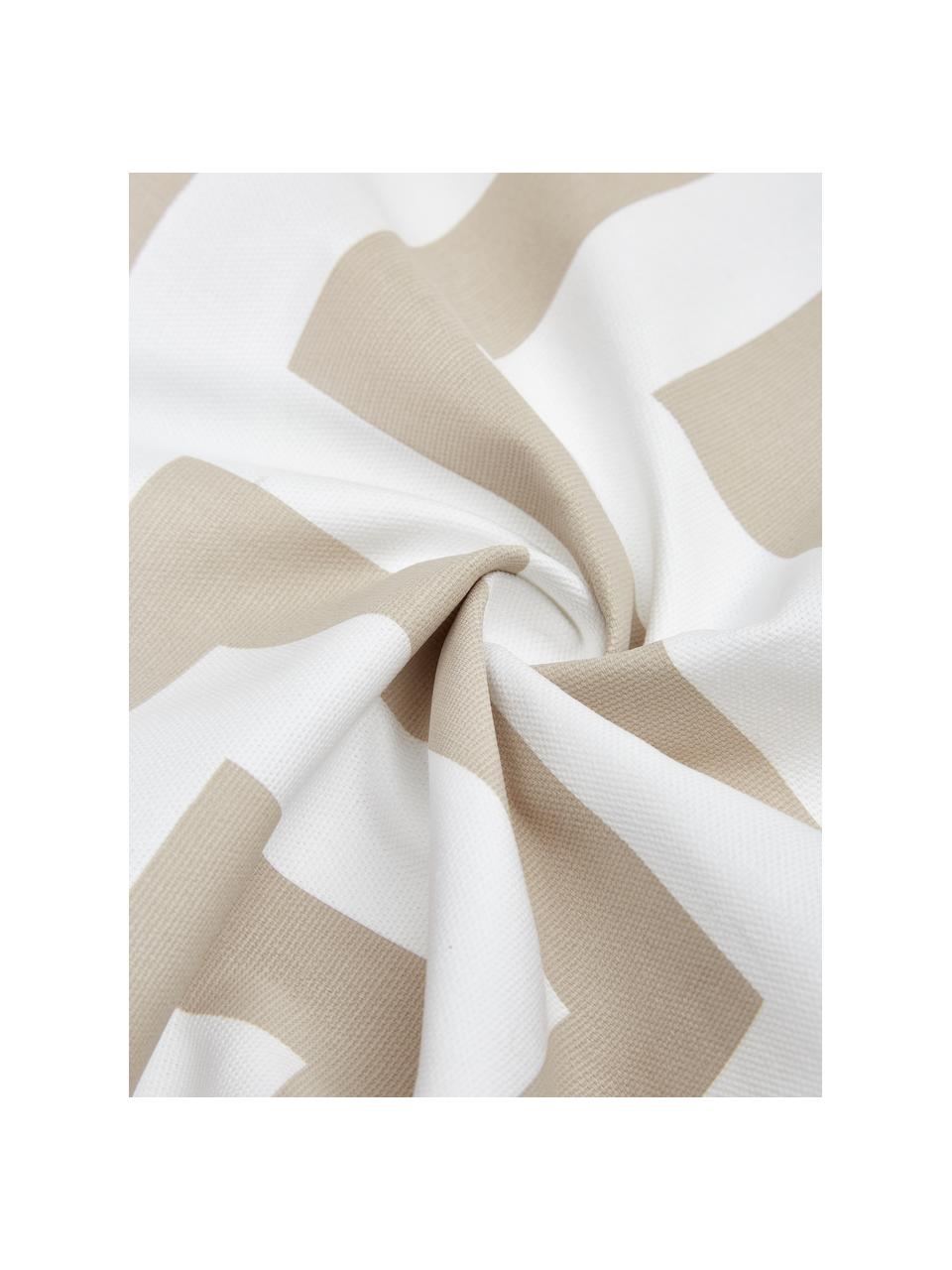 Baumwoll-Kissenhülle Bram mit grafischem Muster, 100% Baumwolle, Beige, Weiß, B 45 x L 45 cm