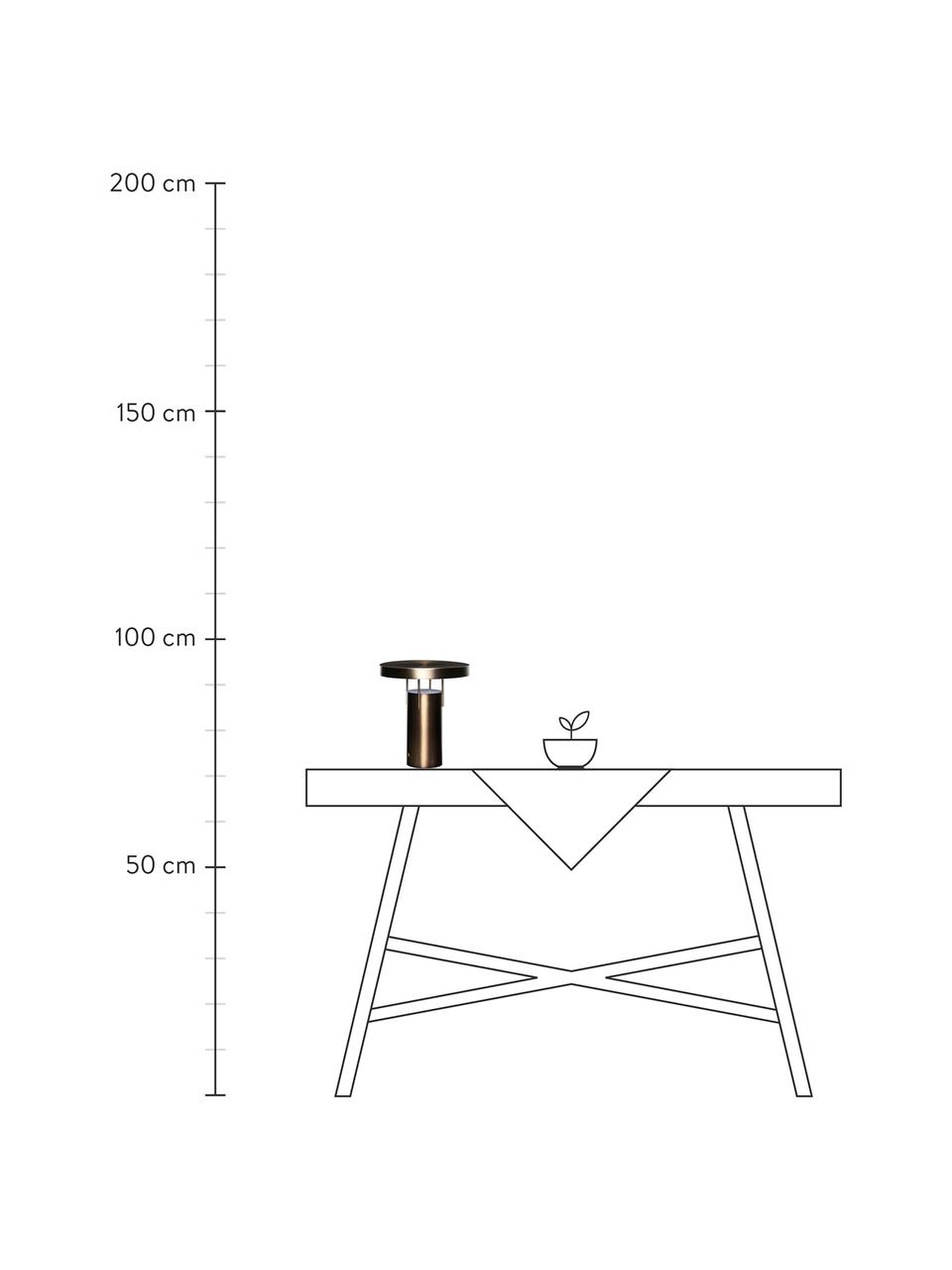 Lámpara de mesa para exterior LED regulable táctil Bring Me, Acero recubierto, Latón, Ø 25 x Al 28 cm