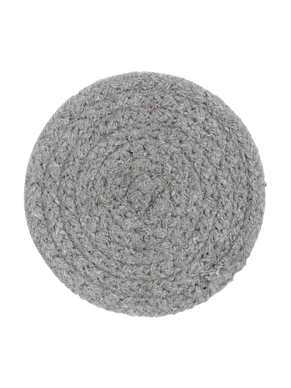 Sottobicchiere rotondo in cotone Vera 4 pz, 100% cotone, Grigio, Ø 10 cm