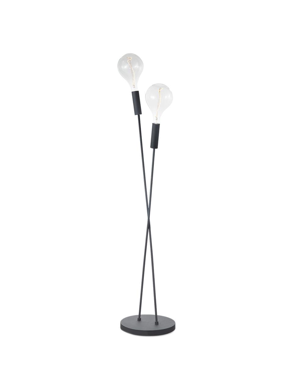 Kleine vloerlamp Twint in zwart, Lamp: gepoedercoat metaal, Zwart, Ø 25 x H 137 cm