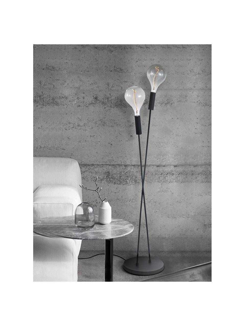 Lámpara de pie pequeña Twint, Lámpara: metal con pintura en polv, Cable: plástico, Negro, Ø 25 x Al 137 cm