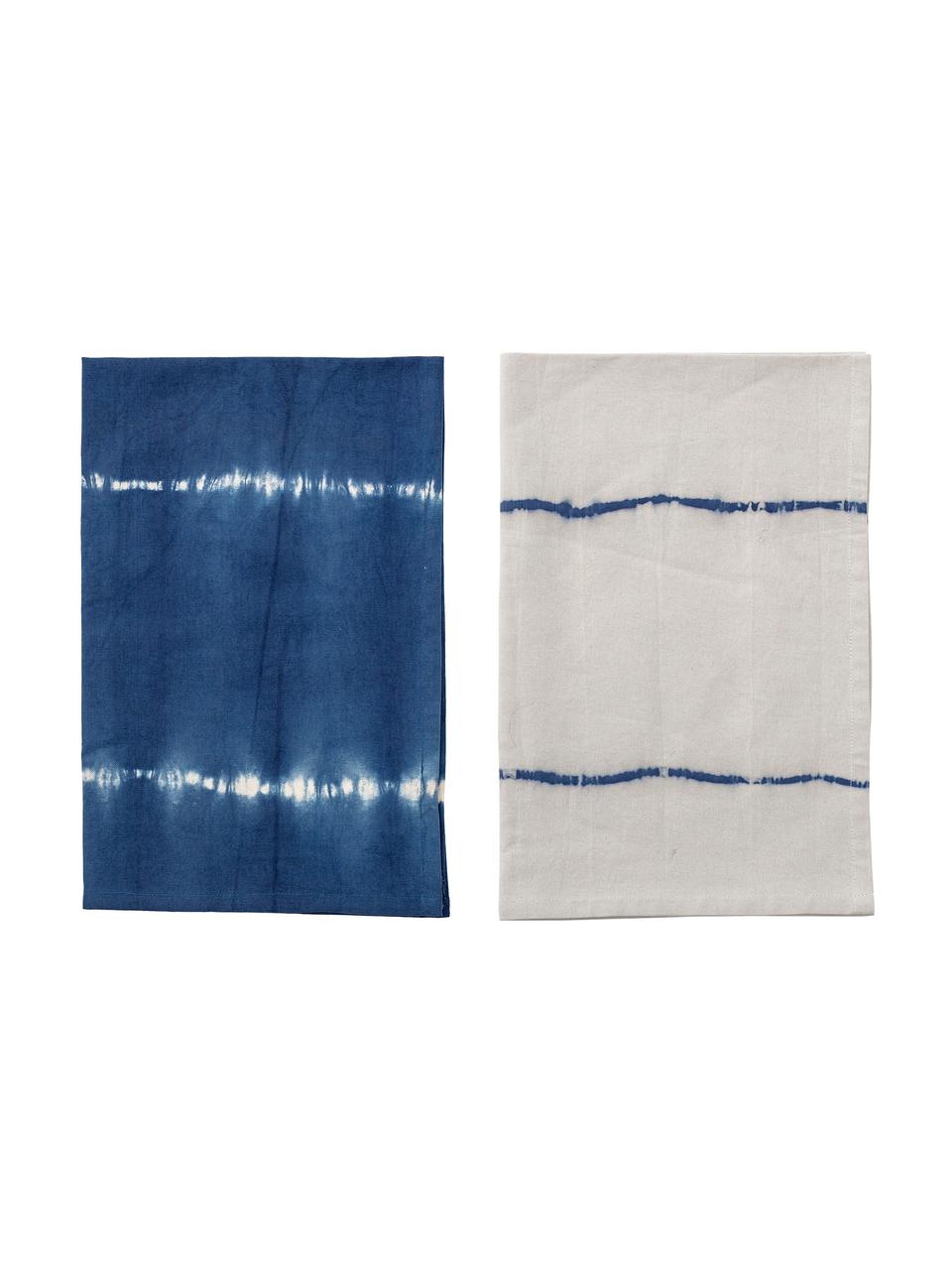 Komplet ręczników kuchennych z bawełny Alston, 2 elem., Bawełna, Niebieski, S 45 x D 70 cm