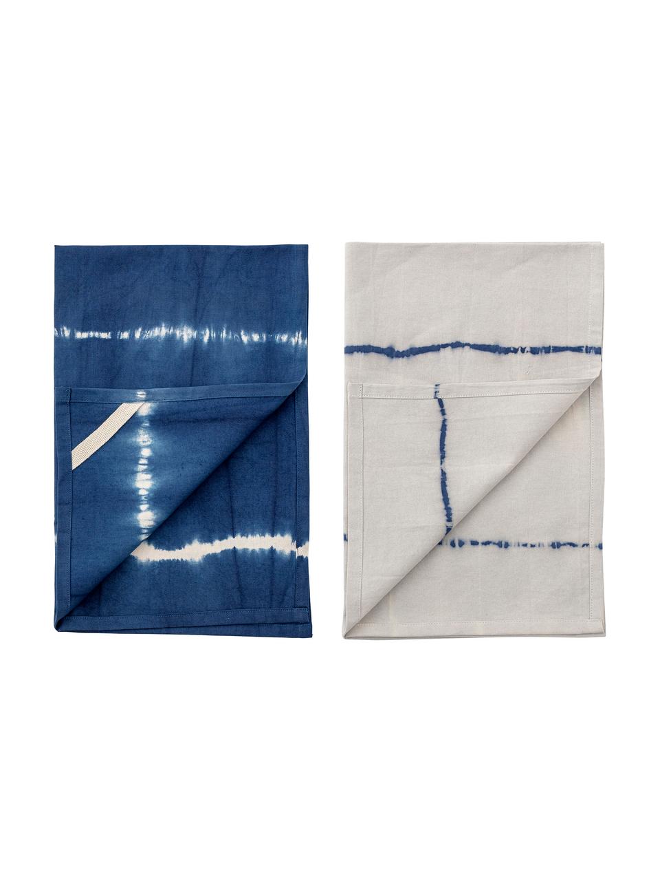 Súprava bavlnených utierok v batikovom vzhľade Alston, 2 diely, Modrá